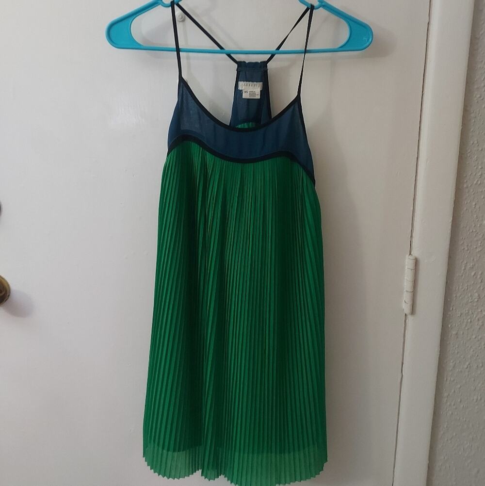 Urban Outfitters Cooperative Pleated Green/Blue Color Block Top XS Minimalist